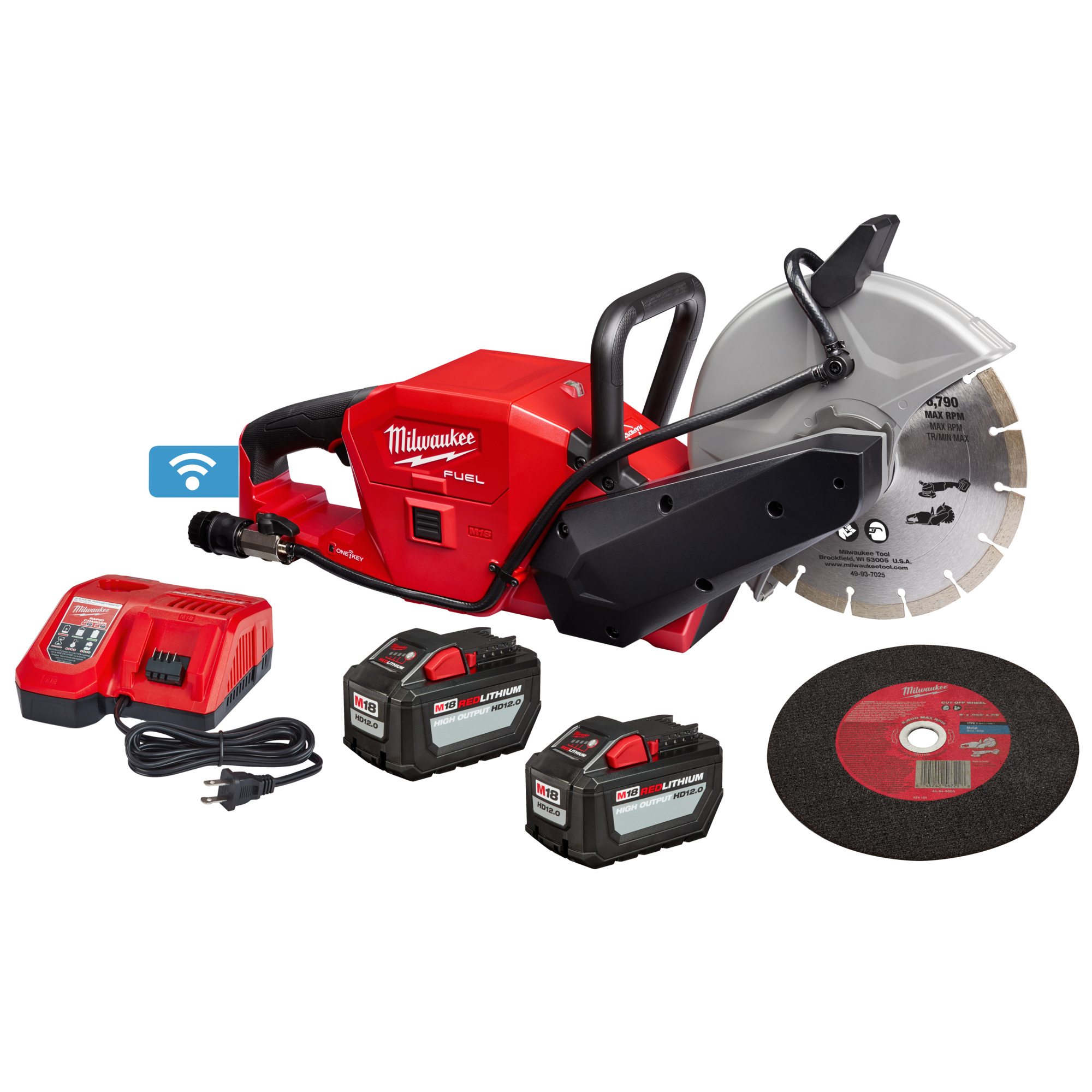 Milwaukee M18 FUEL 9in. Cutoff Saw with ONE-KEY Kit, 2 Batteries, Model# 2786-22HD